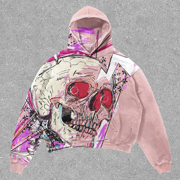 Personalized street style skull print hoodie