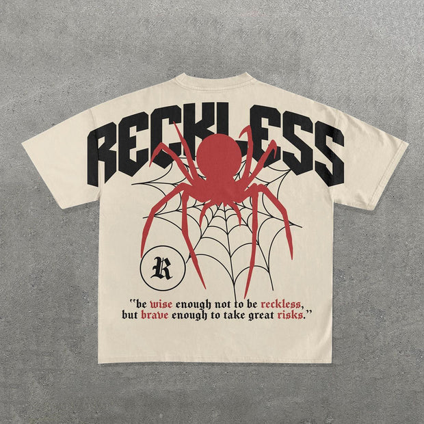 Reckless Spider Print Short Sleeve T-Shirt