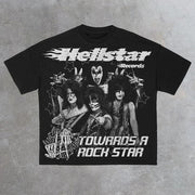Rock Print Casual Short Sleeve T-Shirt