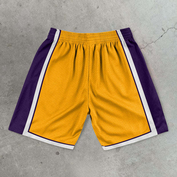 Trendy brand contrast color basketball mesh shorts
