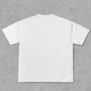 Fashionable retro print short-sleeved loose T-shirt