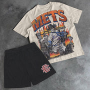 Mets Baseball Print Slouchy Mesh Two-Pack