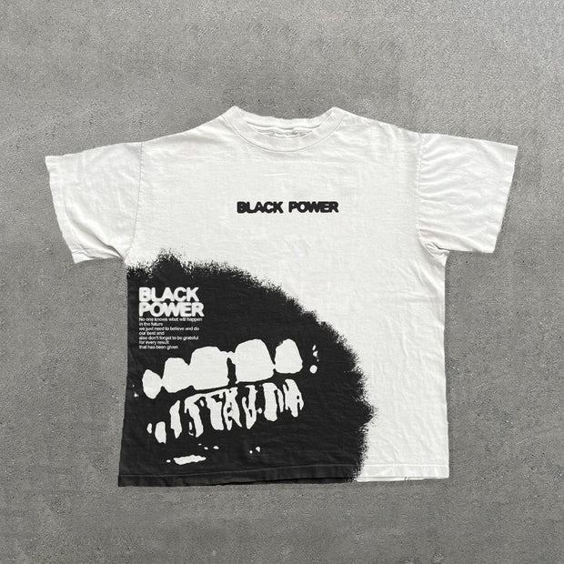 Black Power Print Short Sleeve T-Shirt