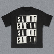 Saint Satan Print Short Sleeve T-Shirt