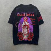 Notre Dame trendy brand retro print short-sleeved T-shirt