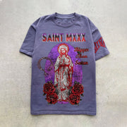Notre Dame trendy brand retro print short-sleeved T-shirt