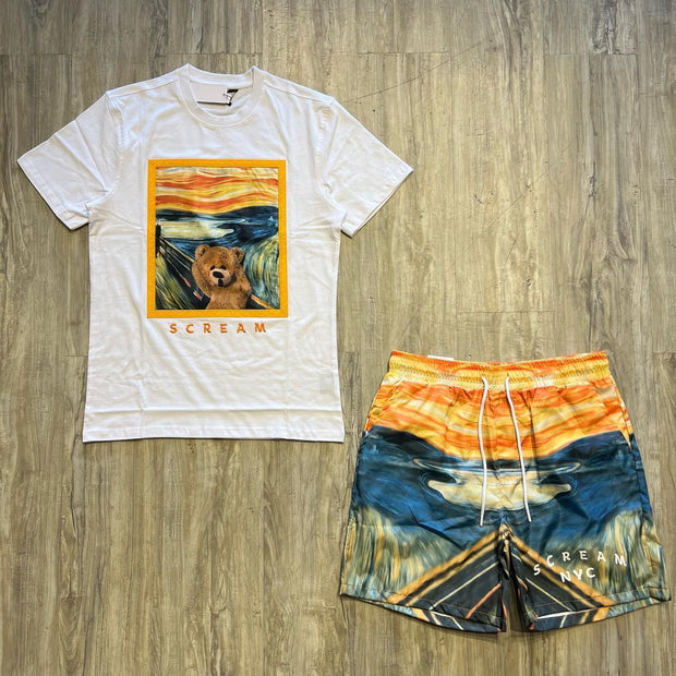 Scream Print T-Shirt Shorts Two-Piece Set