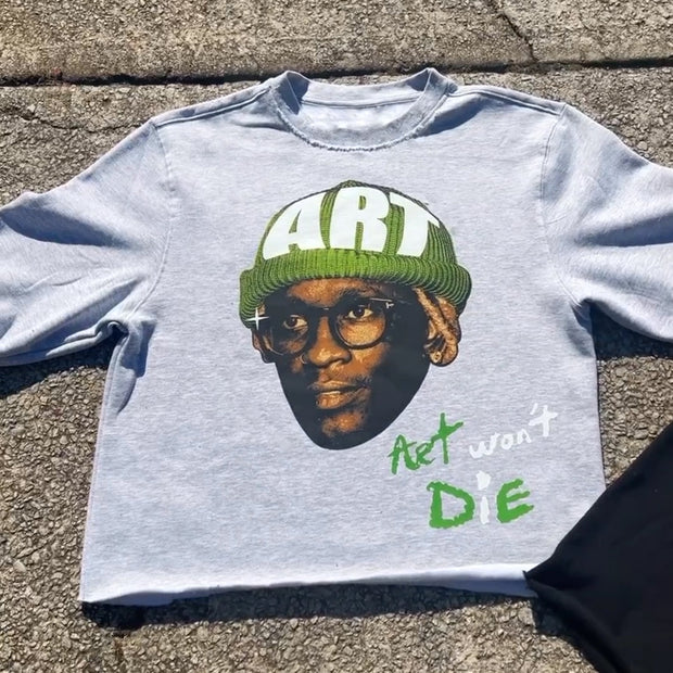 Art Won't Die Printed Three-quarter Sleeve T-shirt