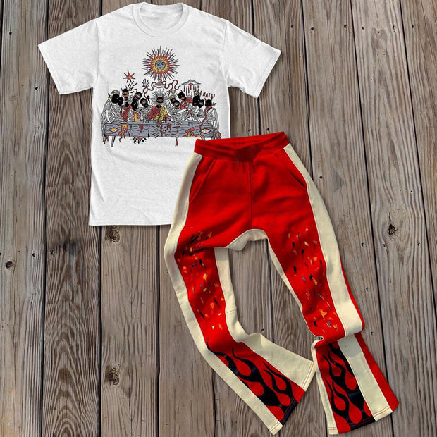 Casual personalized print short-sleeved T-shirt and trousers two-piece set