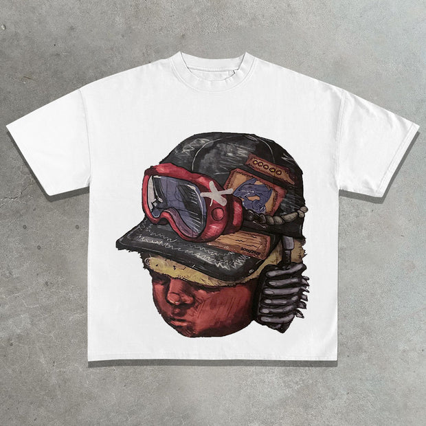 Casual street soldier print T-shirt