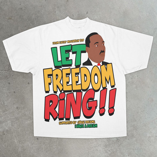 Freedom Declaration Print Casual Street T-Shirt