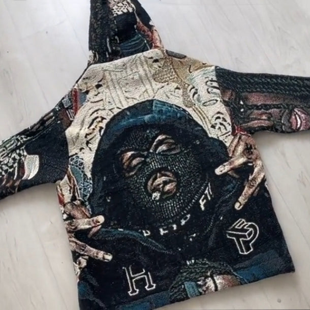 Thug Graphic Casual Street Tapestry Hoodie