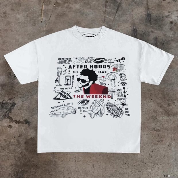 The weeknd printed short-sleeved T-shirt
