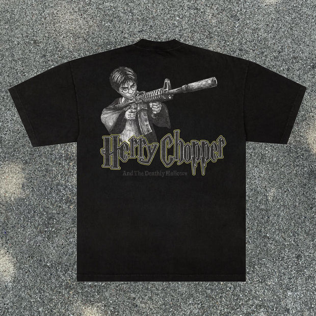 Hety Chopper And The Deathly Hallows printed T-shirt