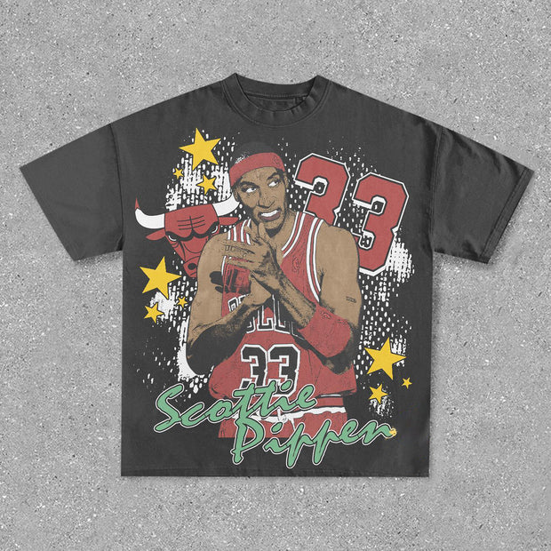 Trendy basketball print T-shirt