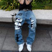Personalized cartoon retro hip-hop fashion jeans