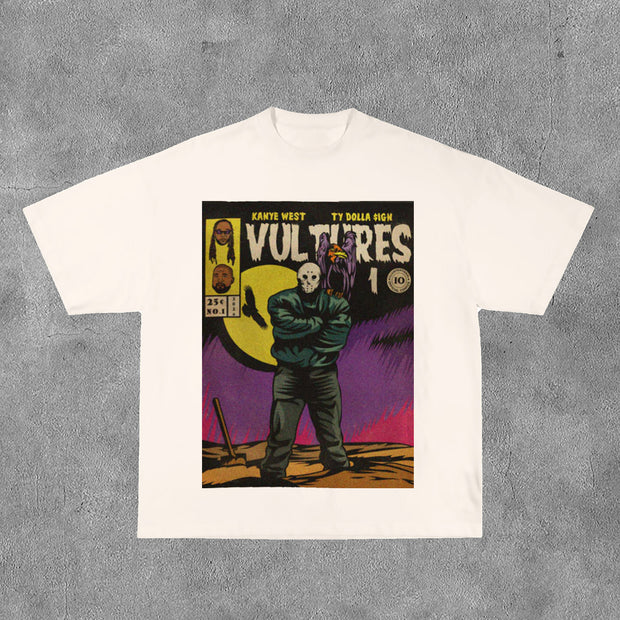 Kanye Vultures Print Short Sleeve T-Shirt