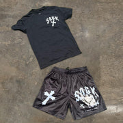 Casual Cross Angel Print T-Shirt Shorts Set