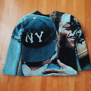 Hip-hop trendy printed vintage tapestry sweatshirt