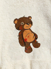Chic Casual College Bear Pattern Plush Hoodie Set