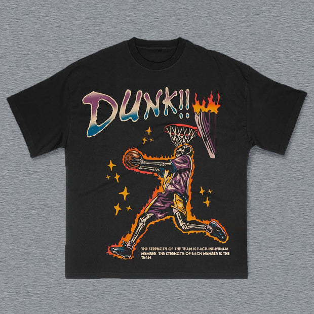 Basketball Dunk Print Short Sleeve T-Shirt