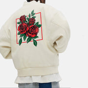 Casual rose flower loose street style jacket baseball uniform