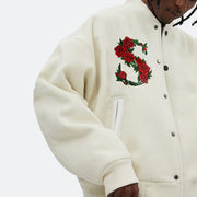 Casual rose flower loose street style jacket baseball uniform