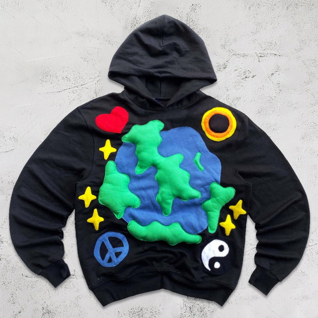 Retro fashion brand printed street hip-hop hoodie