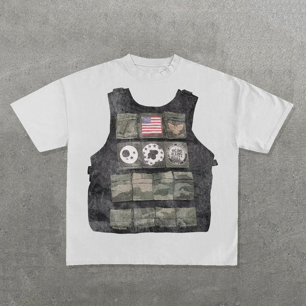 Personalized Fake Radio Chest Bag Print Short Sleeve T-Shirt