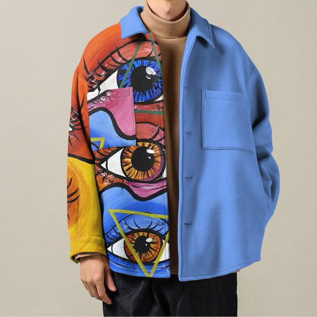 Retro fashion print patchwork jacket