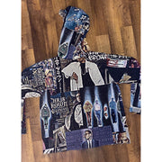 Retro Hip Hop Fashion Printed Raw Edge Tapestry Hoodie