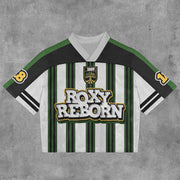 Roxy Reborn Mesh Patchwork Printed V-neck T-shirt