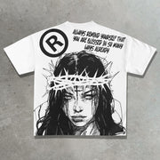 Casual Street Jesus Girl Print T-Shirt