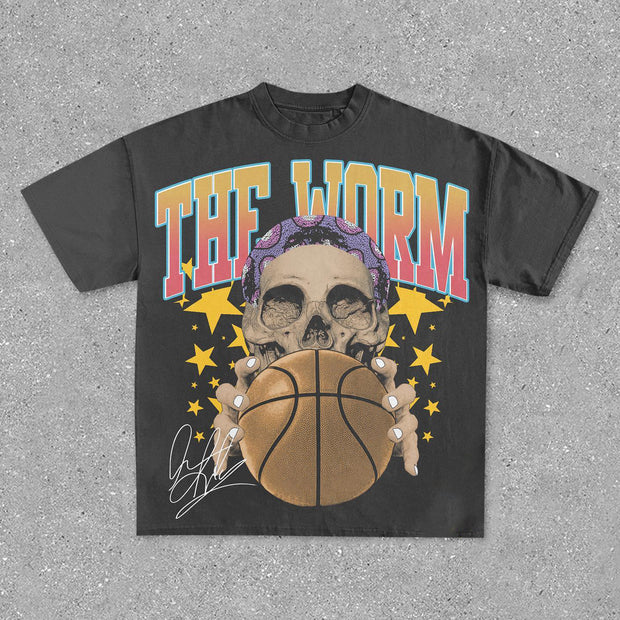 preppy basketball print T-shirt