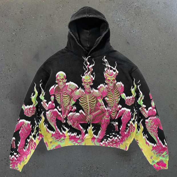 skull warrior print hoodie