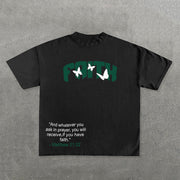 Faith Butterfly Print Short Sleeve T-shirt