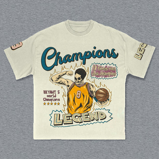 Basketball Champions Legend Print T-Shirt