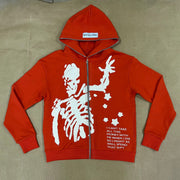 Fashionable and personalized street style skull print full zip hoodie