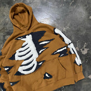 Casual street ripped skull sports hoodie