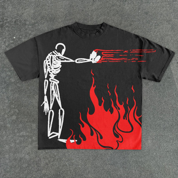 Flame Casual Street Cotton T-Shirt