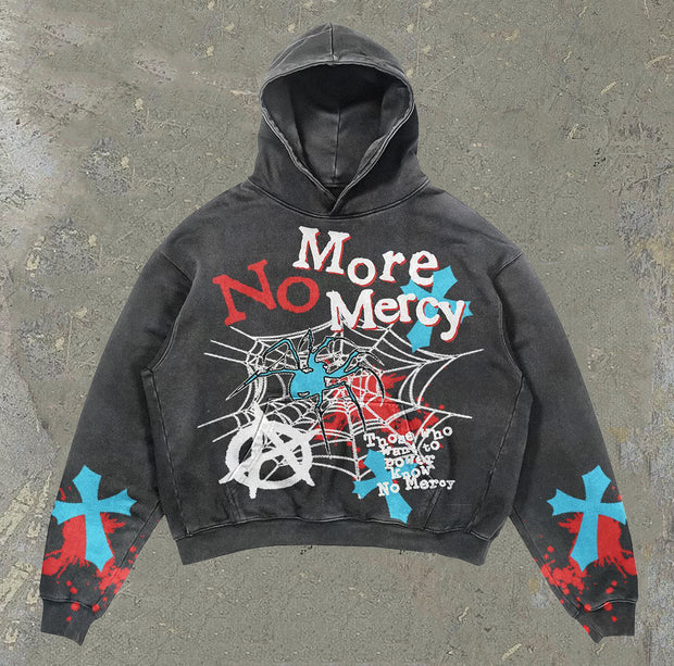 cross spider print casual street hoodie