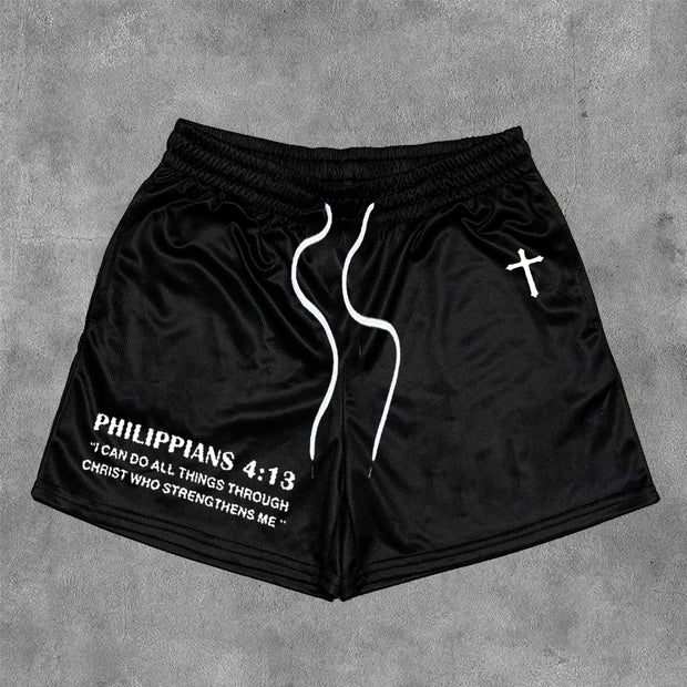 Philippians 4:13 Print Mesh Shorts