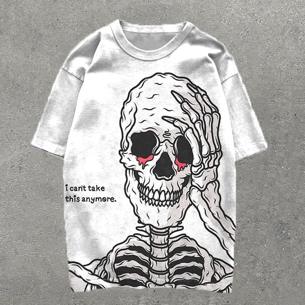 Distressed Skull Print Short Sleeve T-Shirt