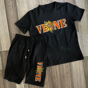 Retro Tide Brand Pattern Short Sleeve Shorts Suit