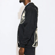 Casual street style retro patch print zipper hoodie