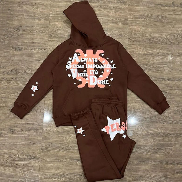 Casual street sports hoodie two-piece set