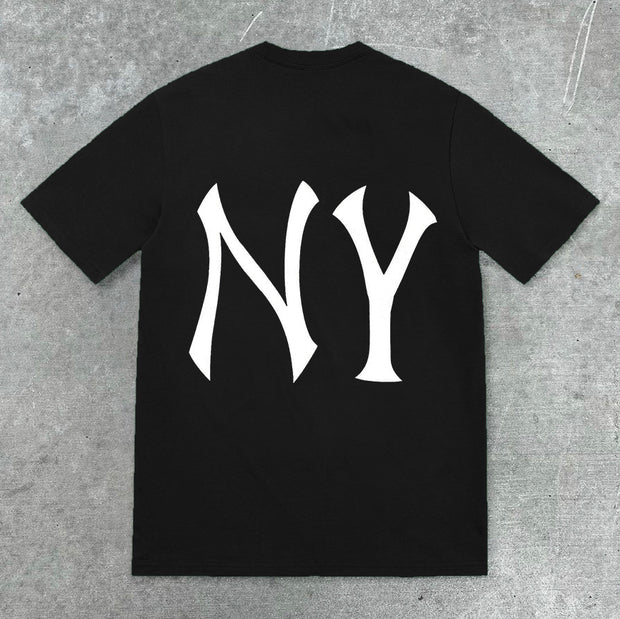 New York fashion print street style T-shirt