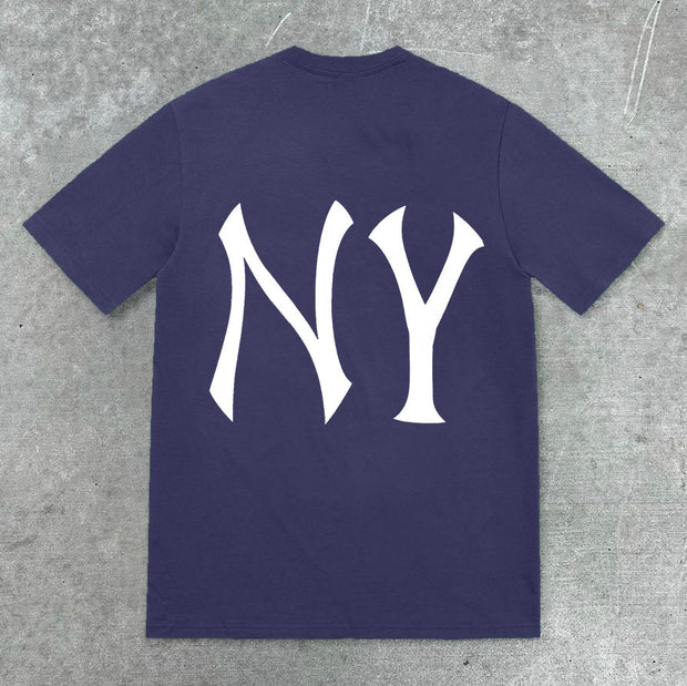 New York fashion print street style T-shirt