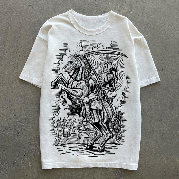 Skull Riding Print Short Sleeve T-Shirt