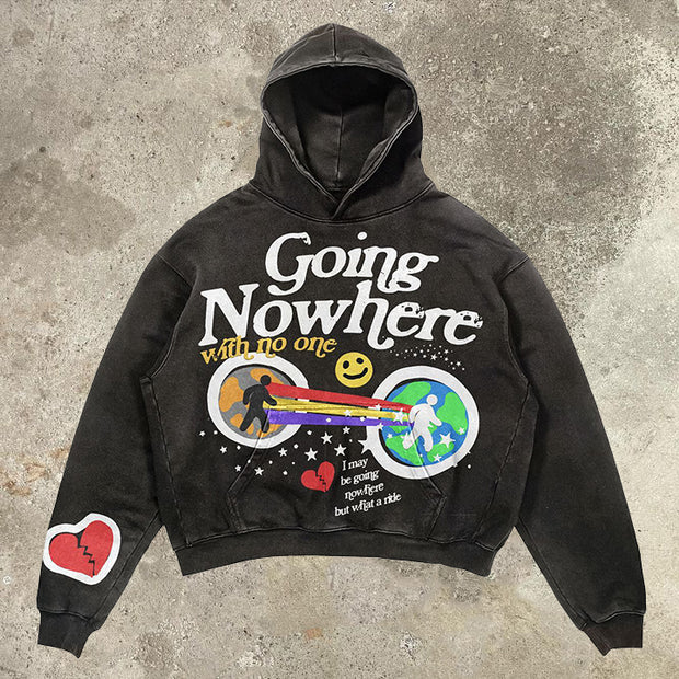 Nowhere casual street print hoodie